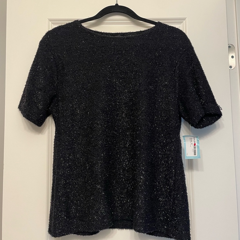 BLACK SPARKLE BLOUSE SIZE XL